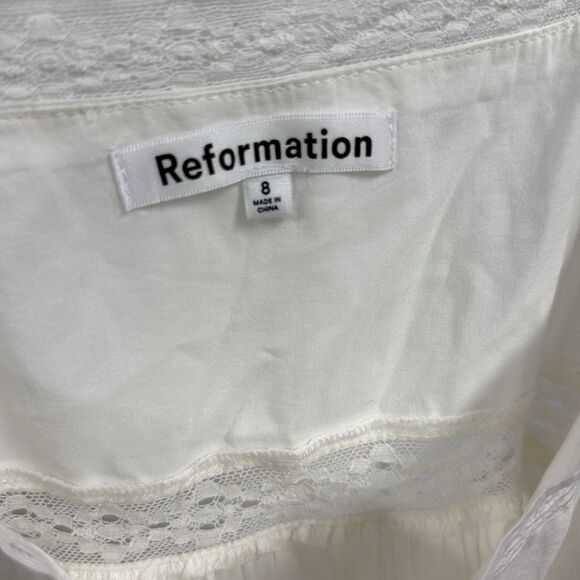 Reformation White Lace-Button Down Dress - Size 8 - LIKE NEW - Cute Summer Mini - Picture 2 of 4